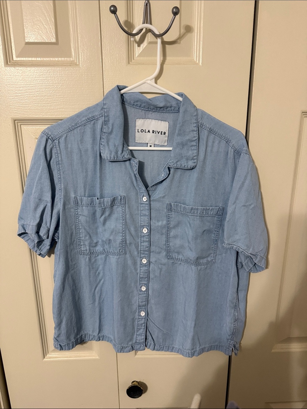 Lola River Light Blue Short-Sleeve Button-Front Shirt